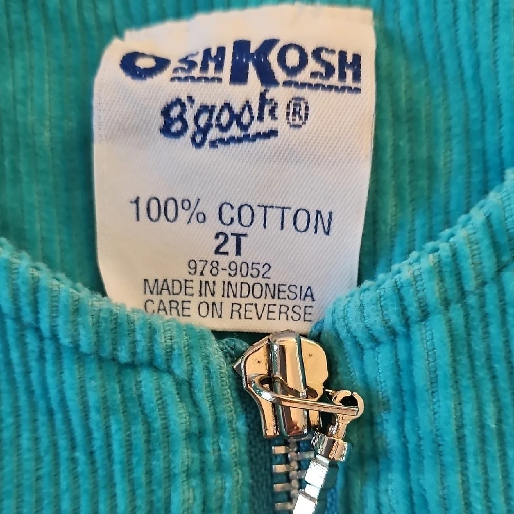 OshKosh B'gosh Turquoise Corduroy Dress with Floral Detail
